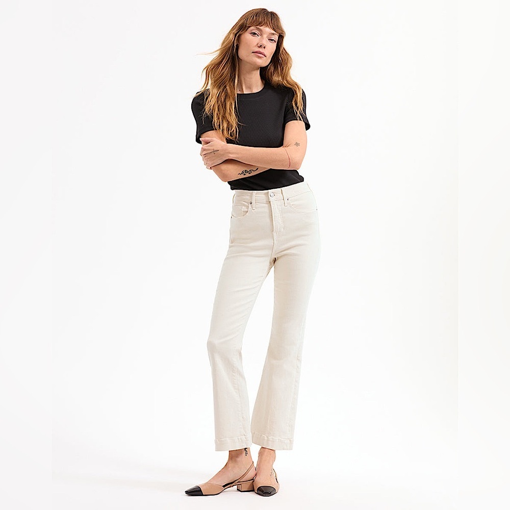 Veronica Beard Cream Wide-Leg Jeans